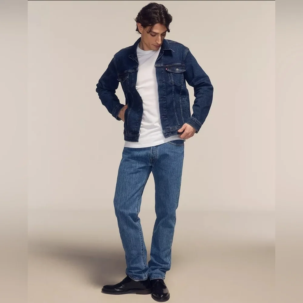 Levi's Mens 501 Regular Fit Straight Leg Dark Stone Wash Jean